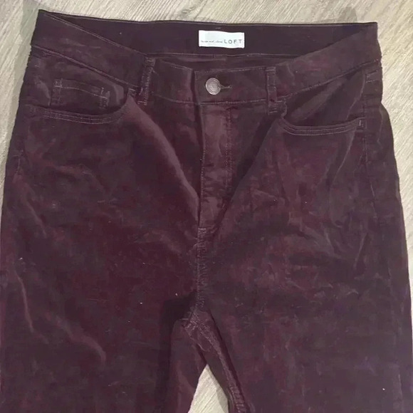 LOFT Burgundy Velvet Slim Pants Size 12P - Picture 5 of 8